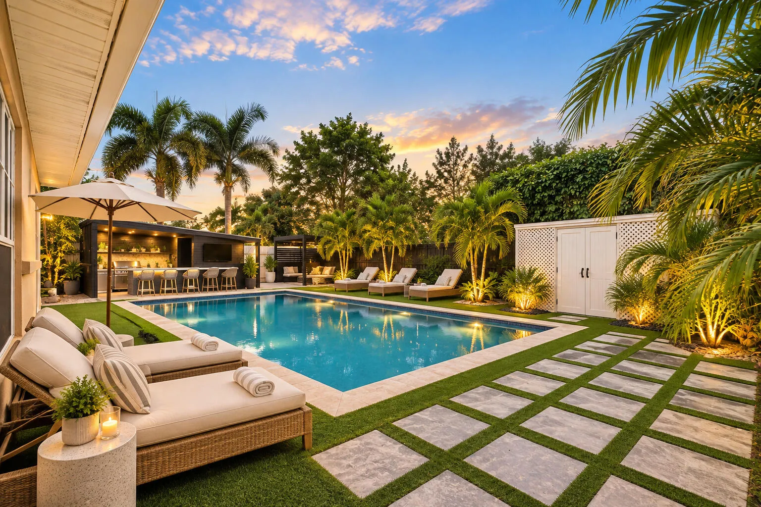 AI Staged Pool Area