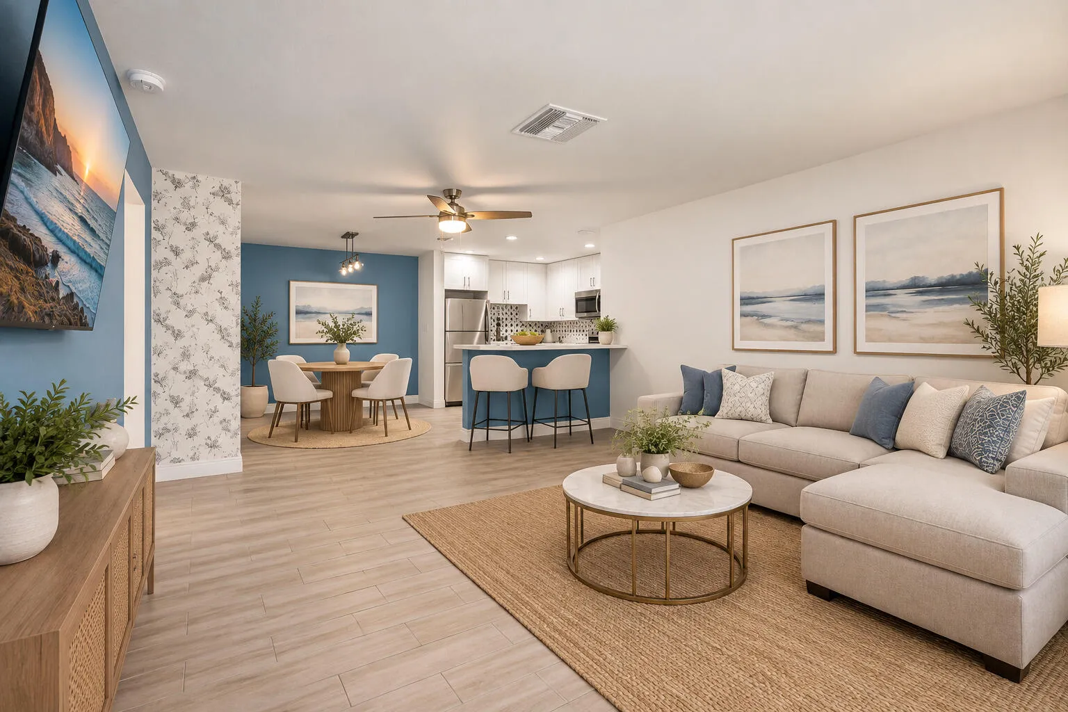 AI Staged Living Dining Rooms