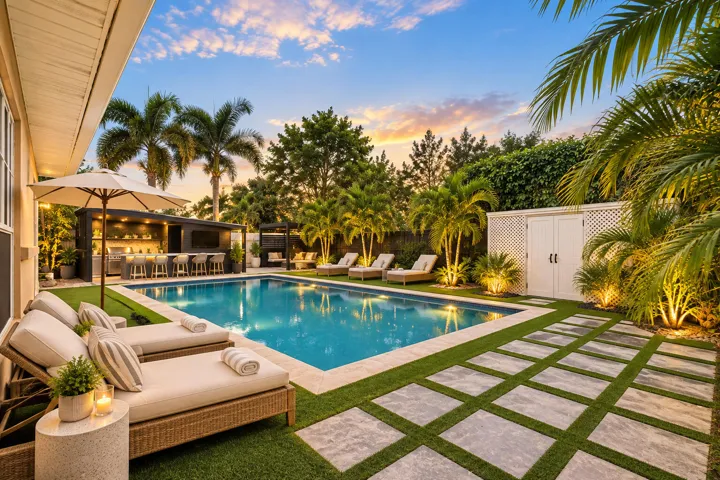 AI Staged Pool Area