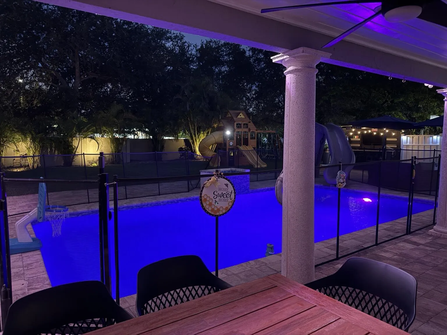 Backyard at night