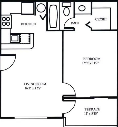 1 bedroom floor plan