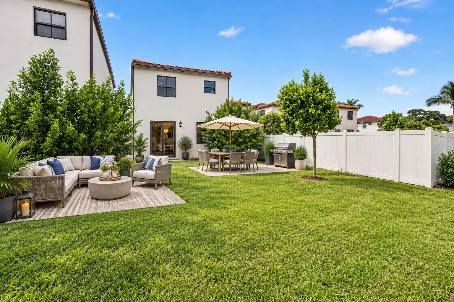 Virtually staged rear yard.