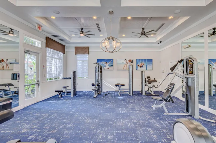 Pump some iron in the fitness center.