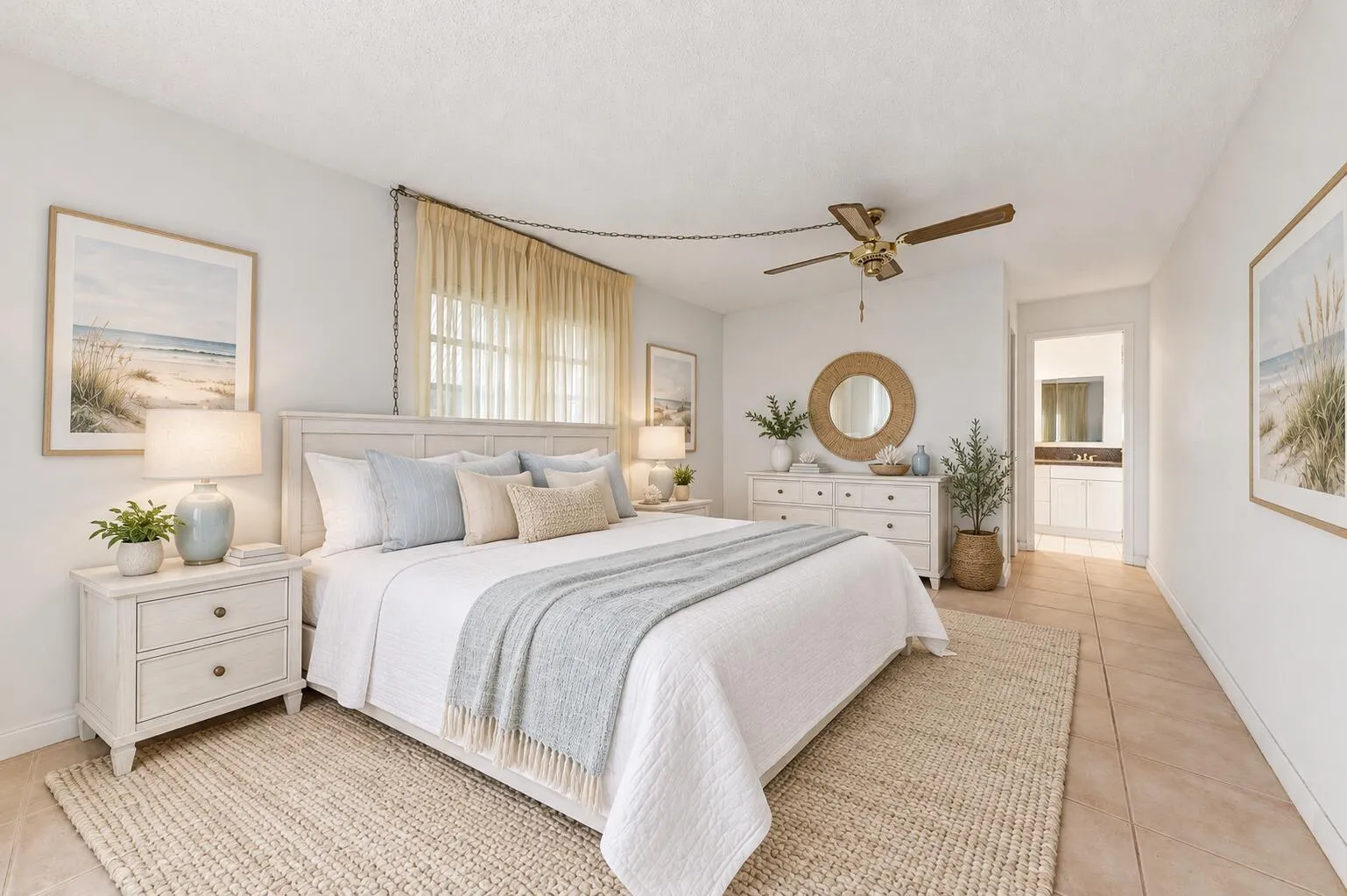 Spacious Master bedroom with large walk in closet and master bath with shower. Virtually staged.