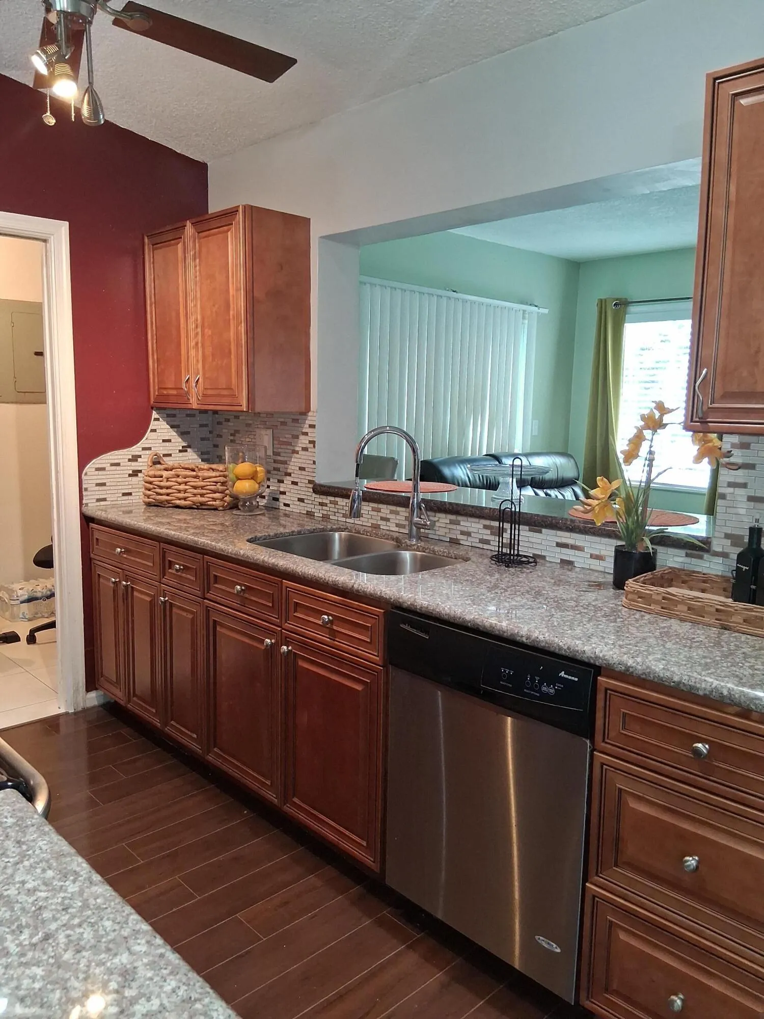Kitchen with view to family room