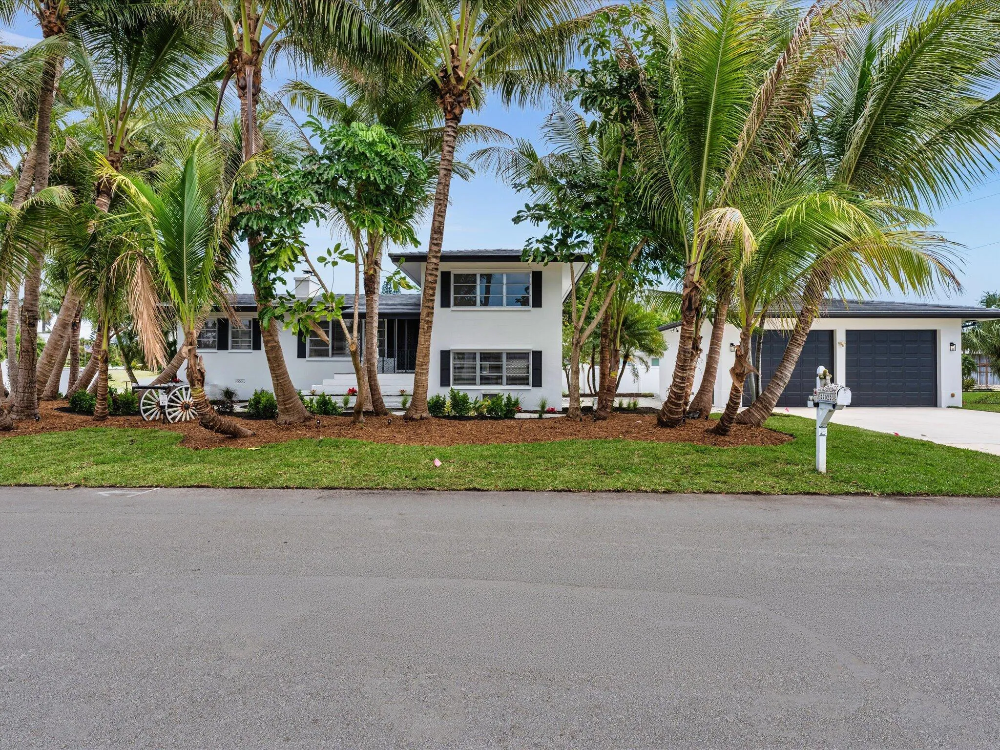 White exterior with black accents