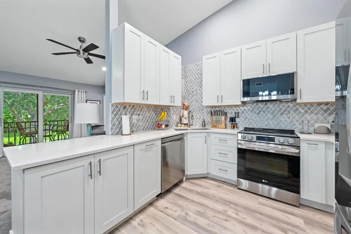 Quartz countertops with beautiful backsplash tiles