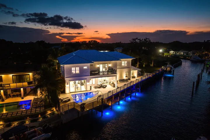 Night View of the Property with under-dock lighting