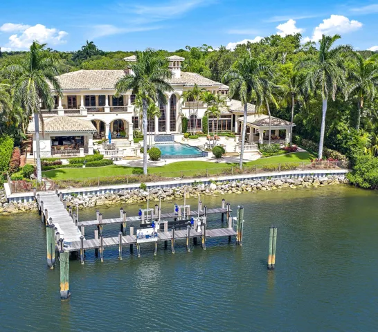 2330 Seven Oaks Lane waterfront with dock and resort style infinity pool