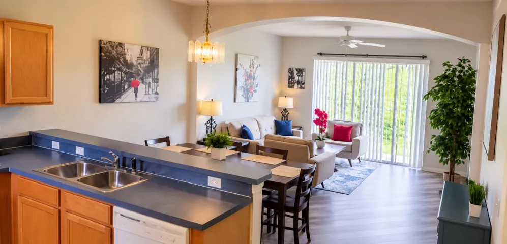 Kitchen and living room