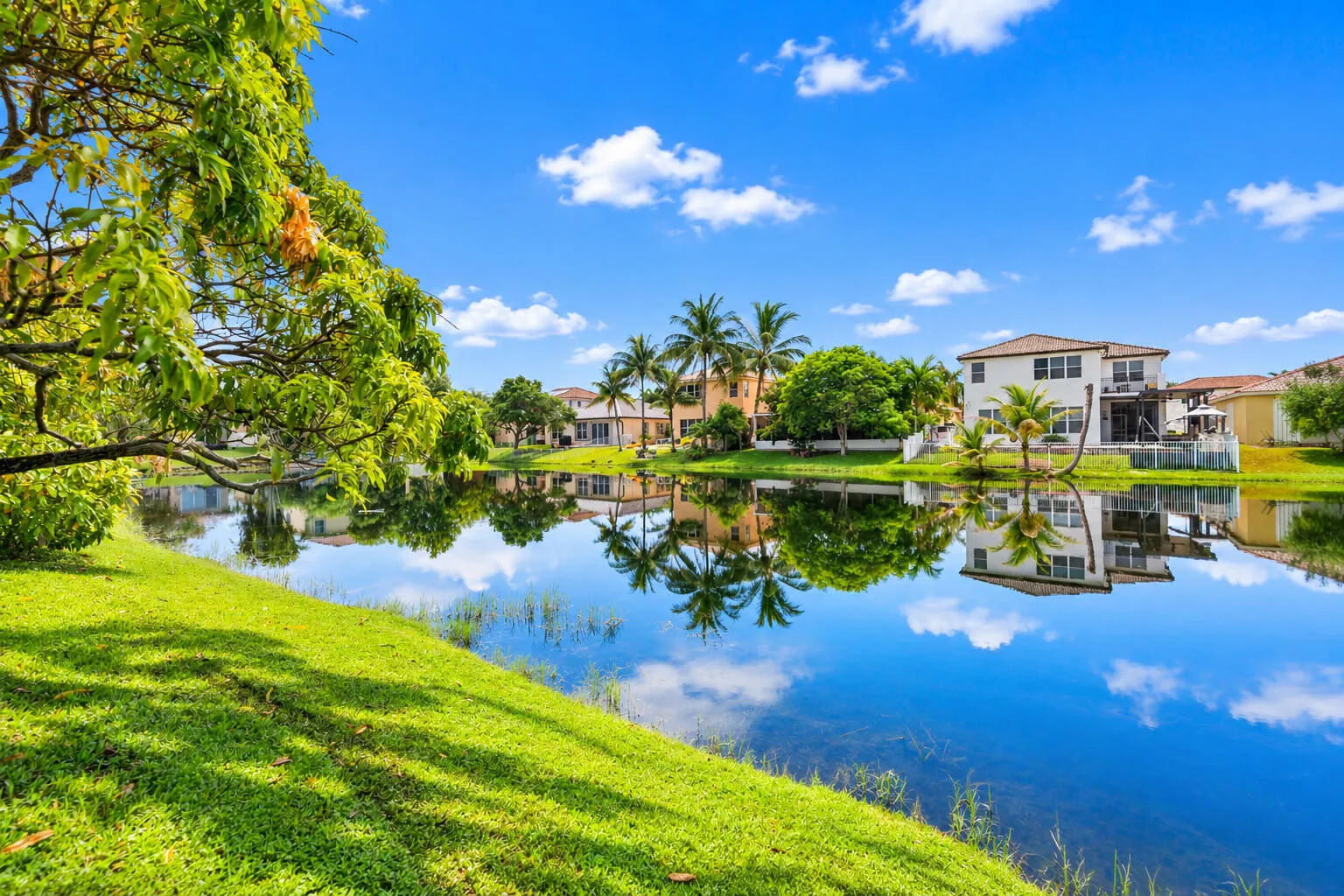 A tranquil lakefront setting offering scenic water views from the backyard.