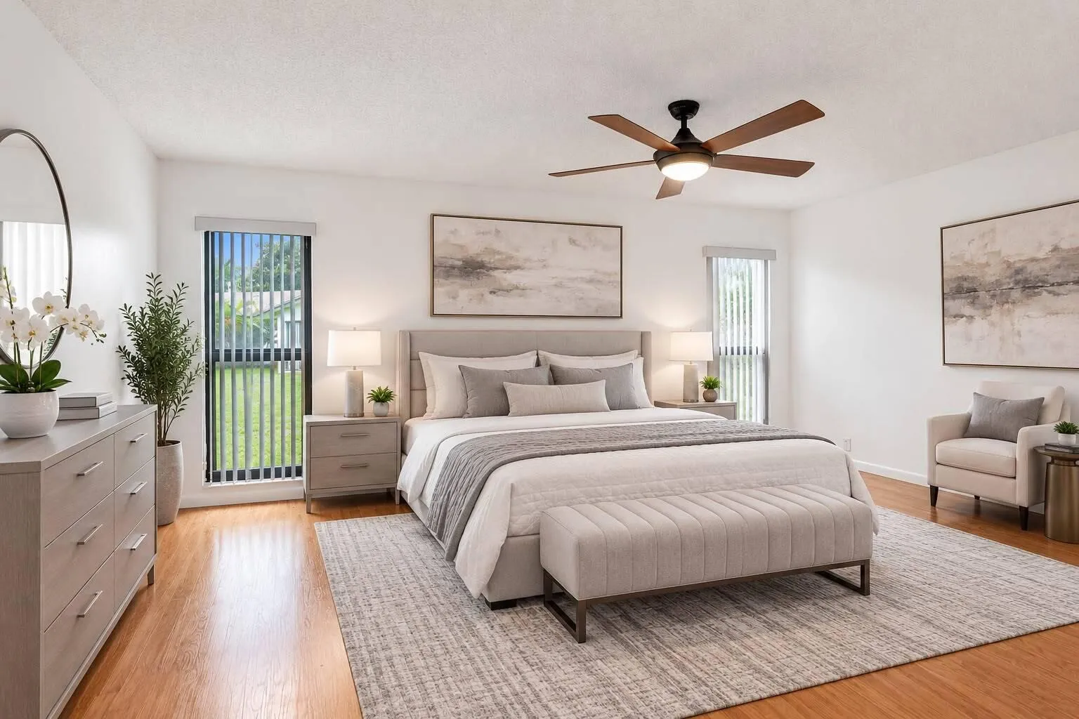 Virtaul Staged Primary bedroom