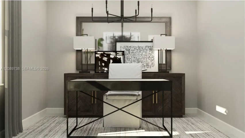 Located just before the Great Room area is a den, offering enhanced flexibility to be used as a media room, additional bedroom or home office, as shown here.