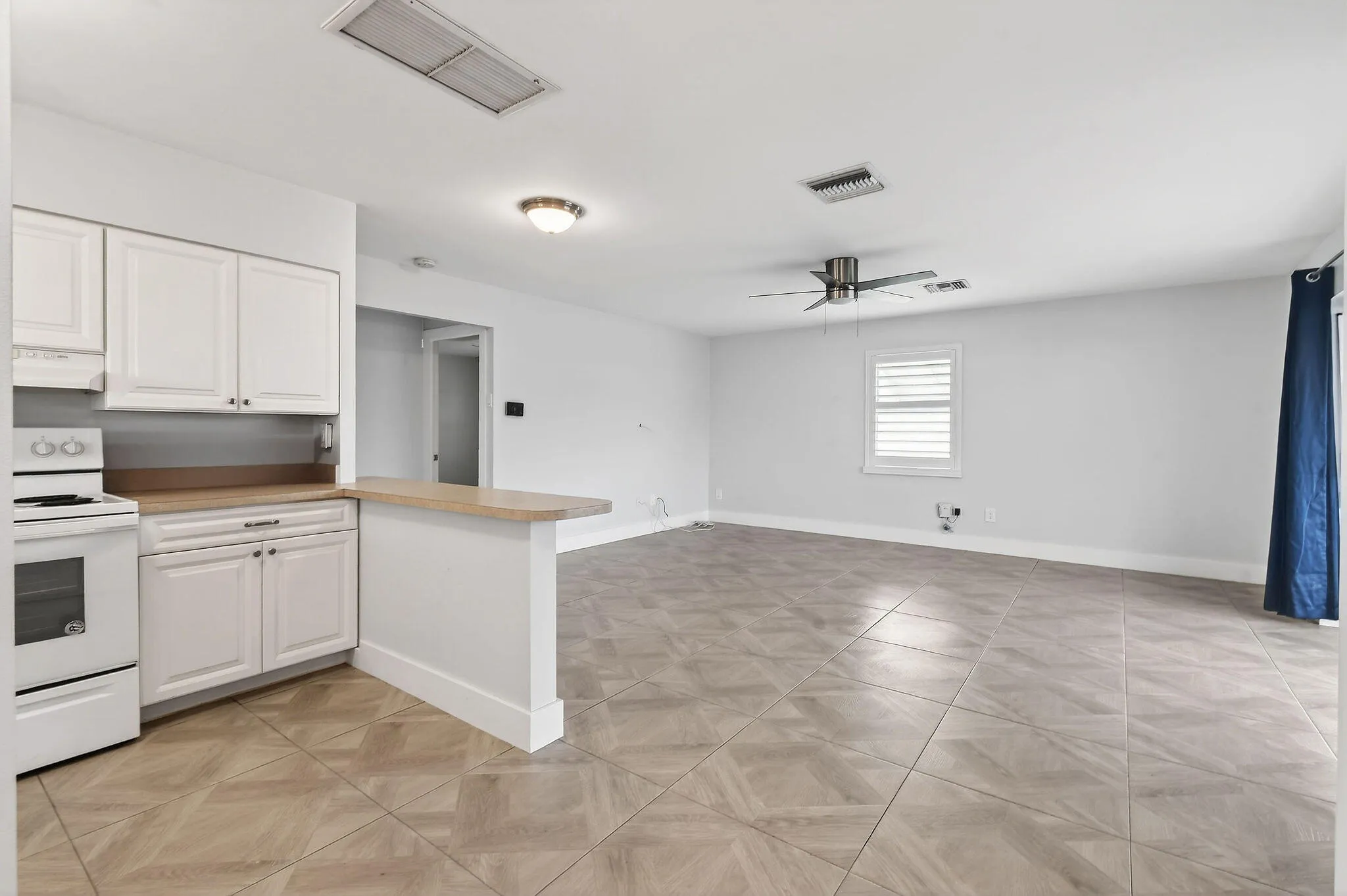Kitchen open to living room