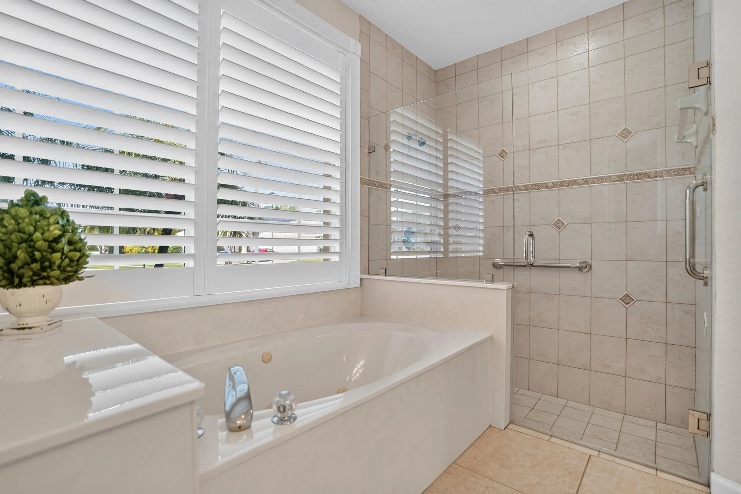 Built-in soaking tub with deck-mounted fixtures