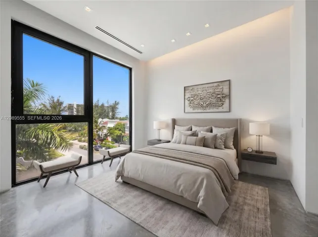 Rendering, virtually staged. Bedroom.