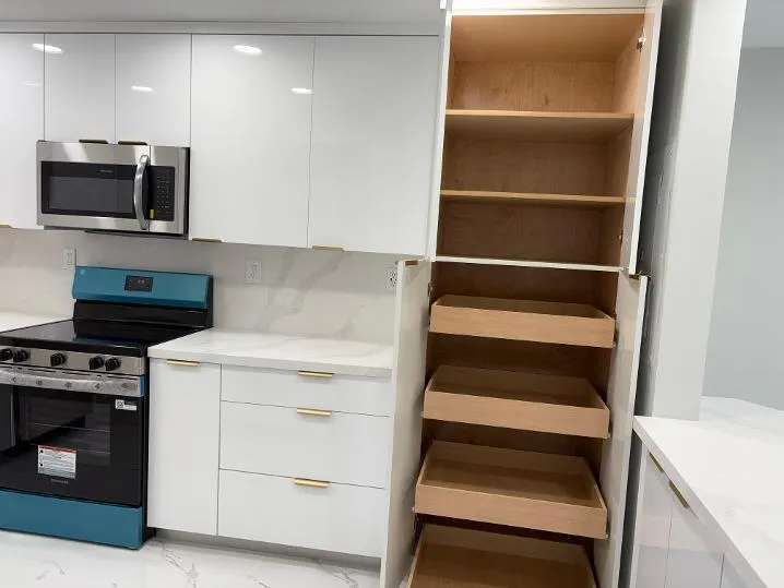 Pantry with pull-out shelving