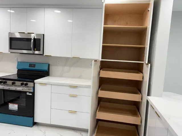 Pantry with pull-out shelving