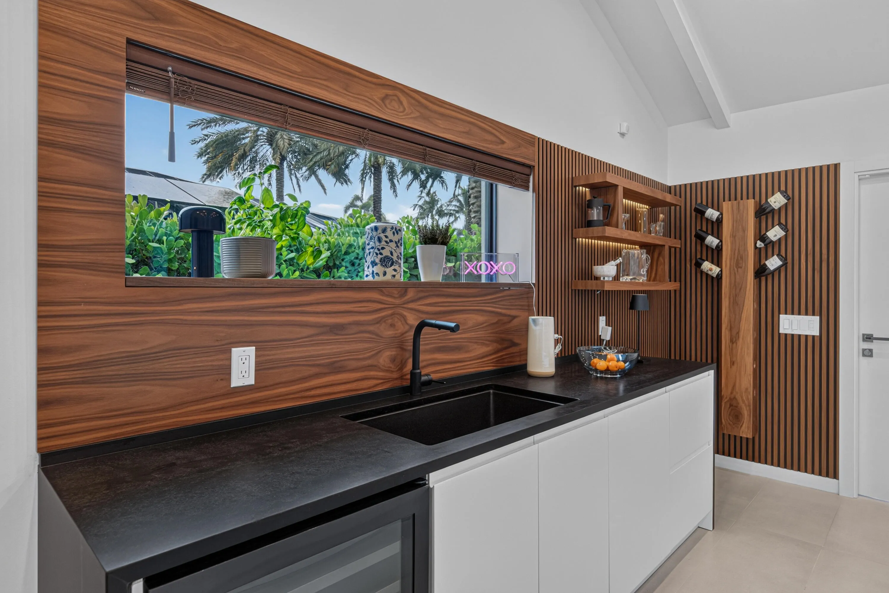 Custom woodwork and wine rack