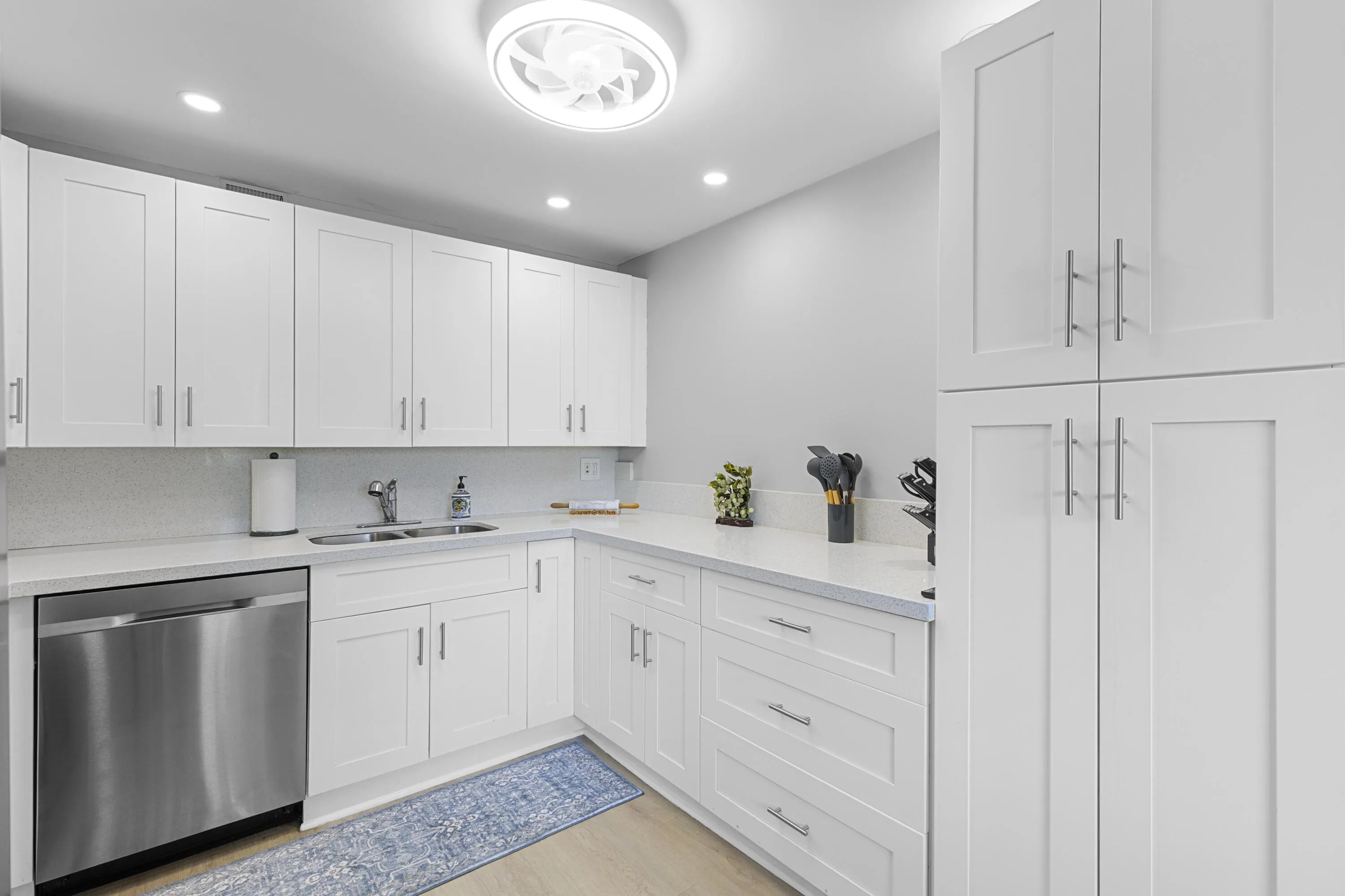 Quartz countertops and backsplash
