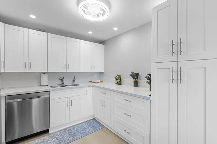 Quartz countertops and backsplash