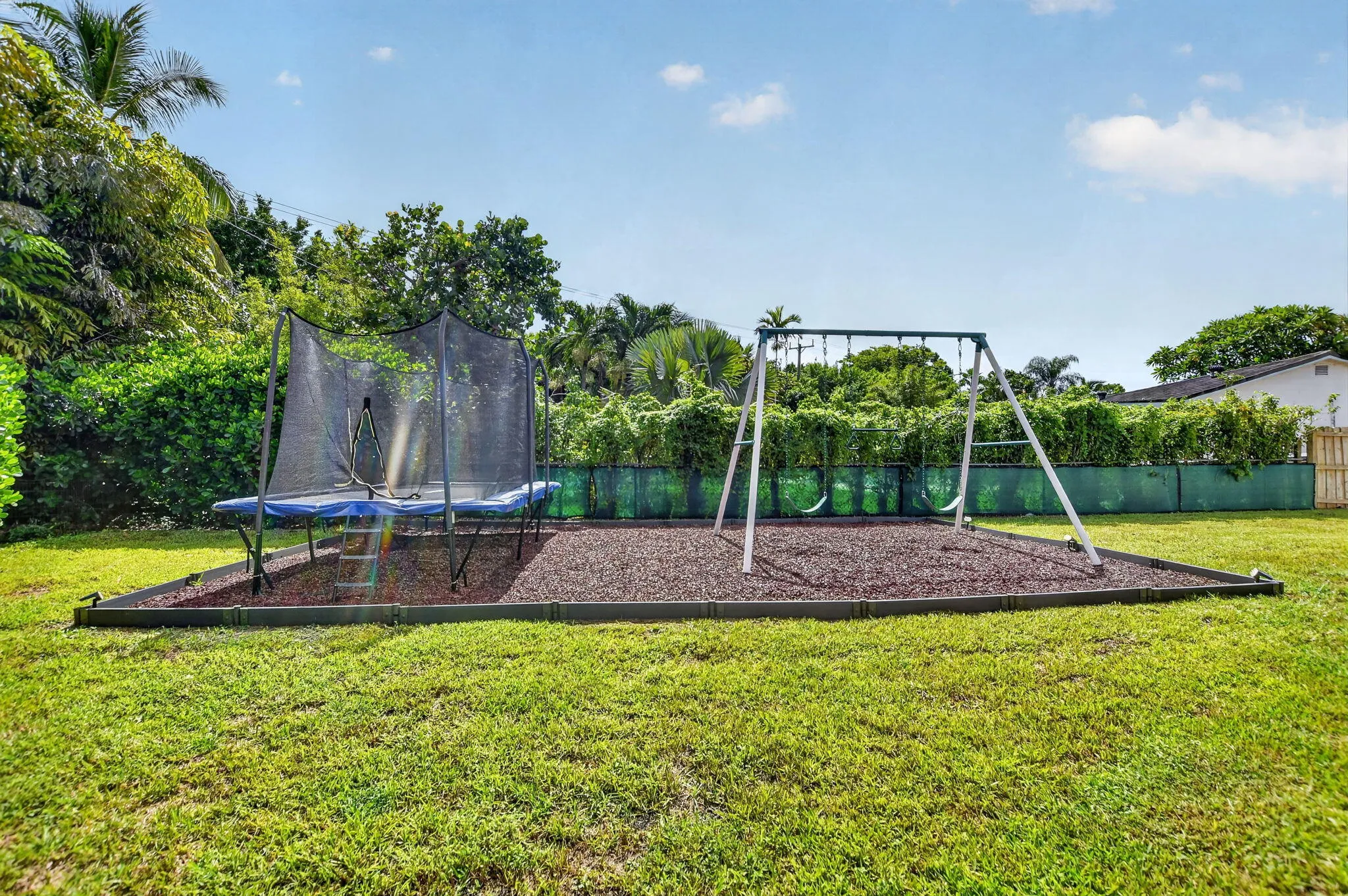 New playground complete with trampoline and swingset