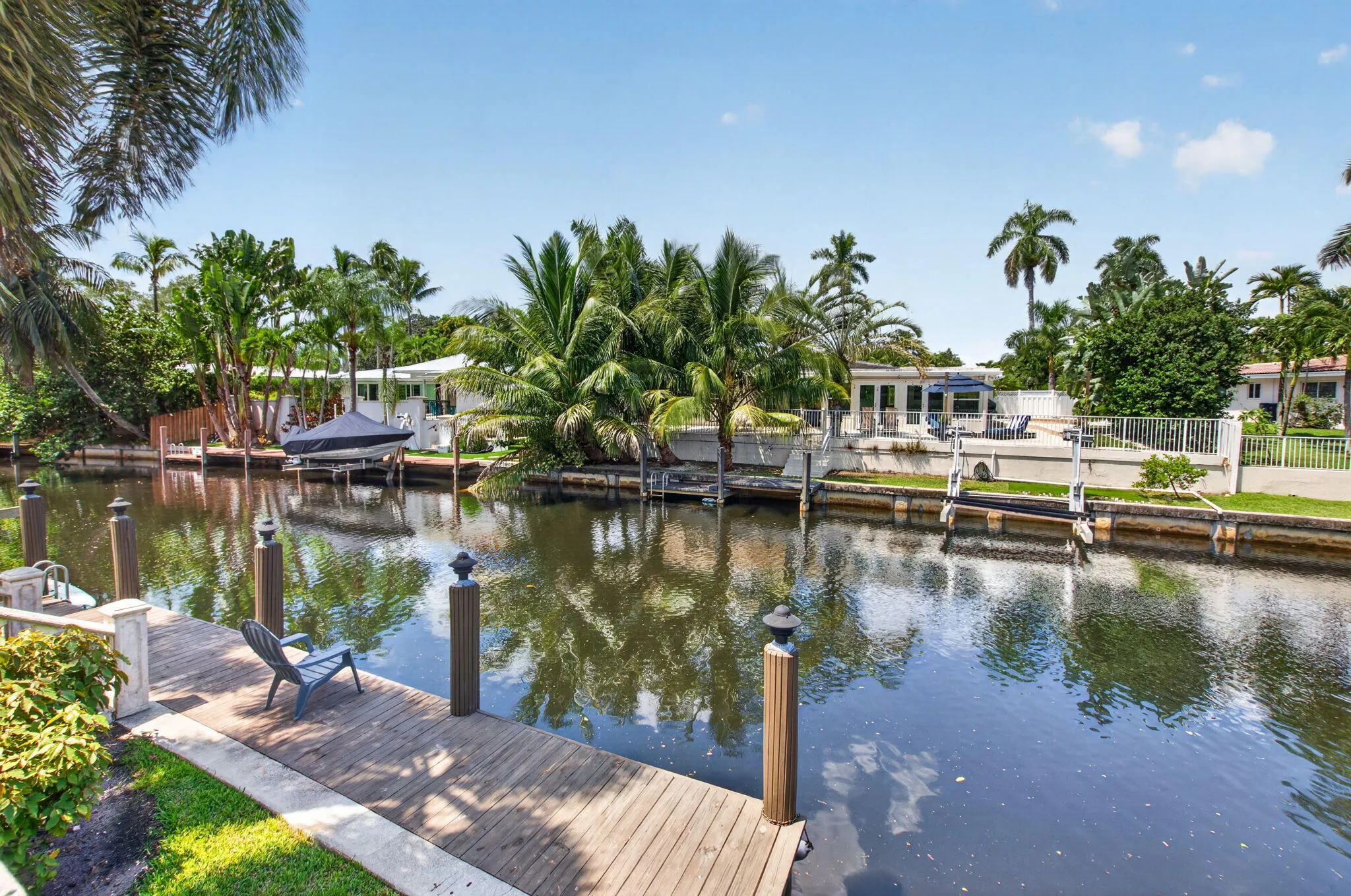 Waterway with dock and lift