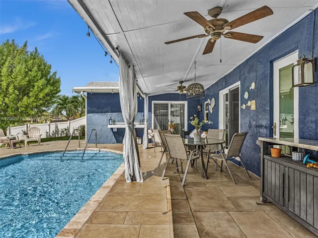 Extended covered patio with plenty of room to entertain