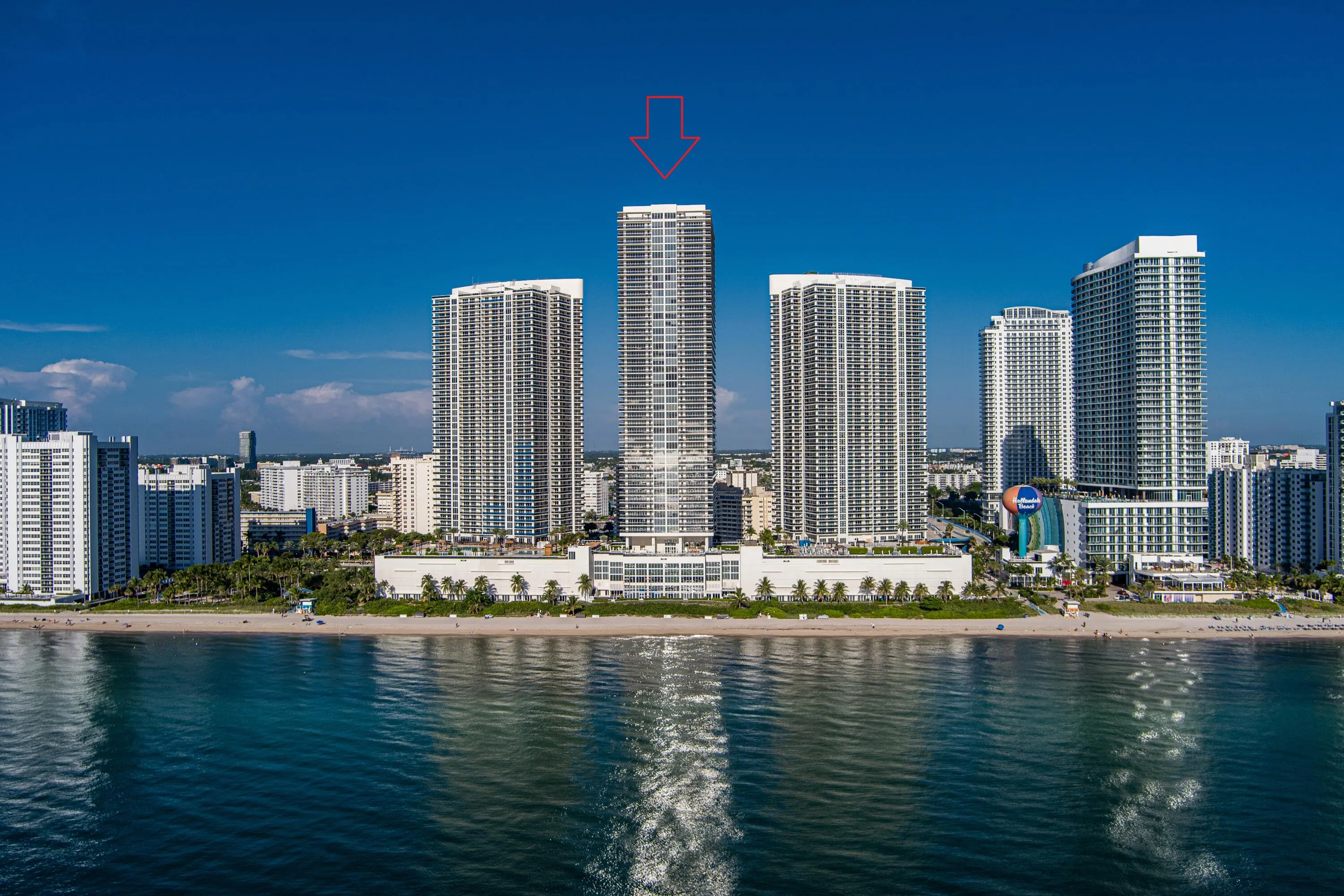 Waterfront building facing the ocean