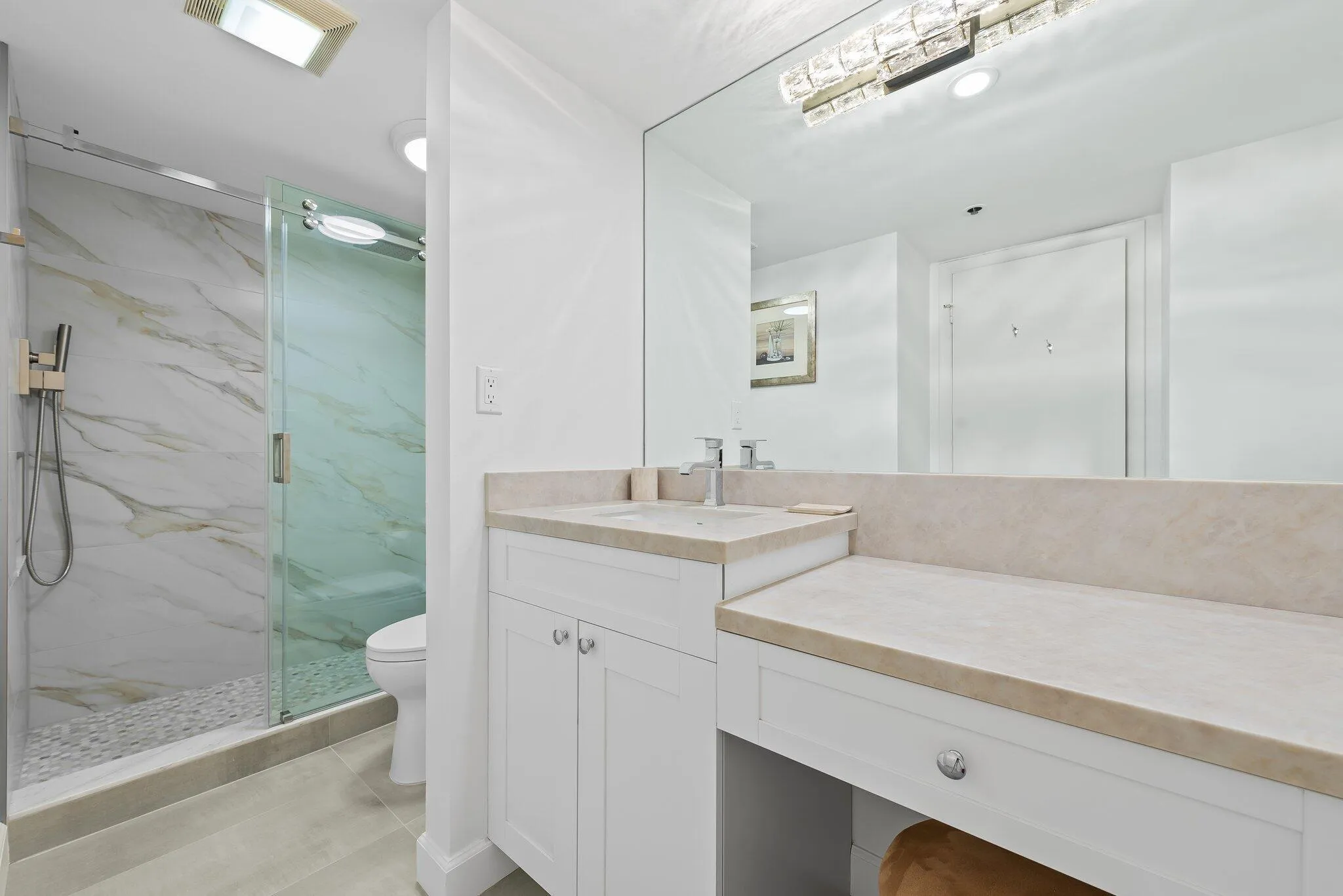 Freshly renovated primary bath