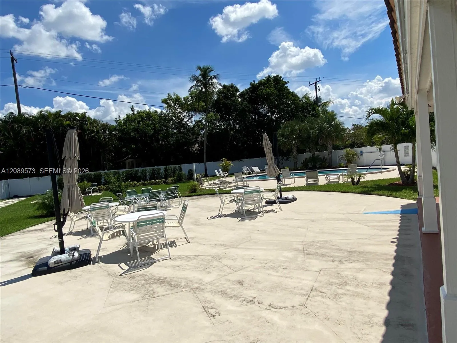 Hawthorne Village assoc. patio at pool area.