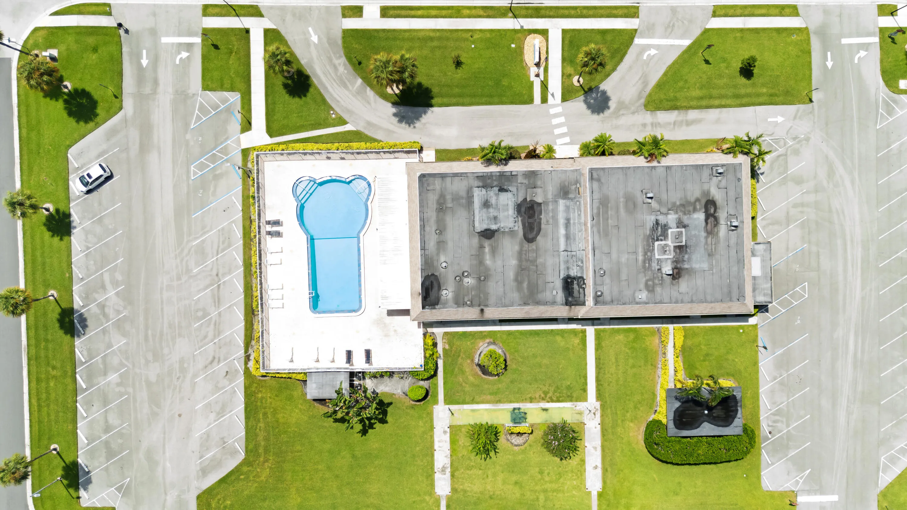 Aerial Photo of Heated Saltwater Community Pool and Clubhouse