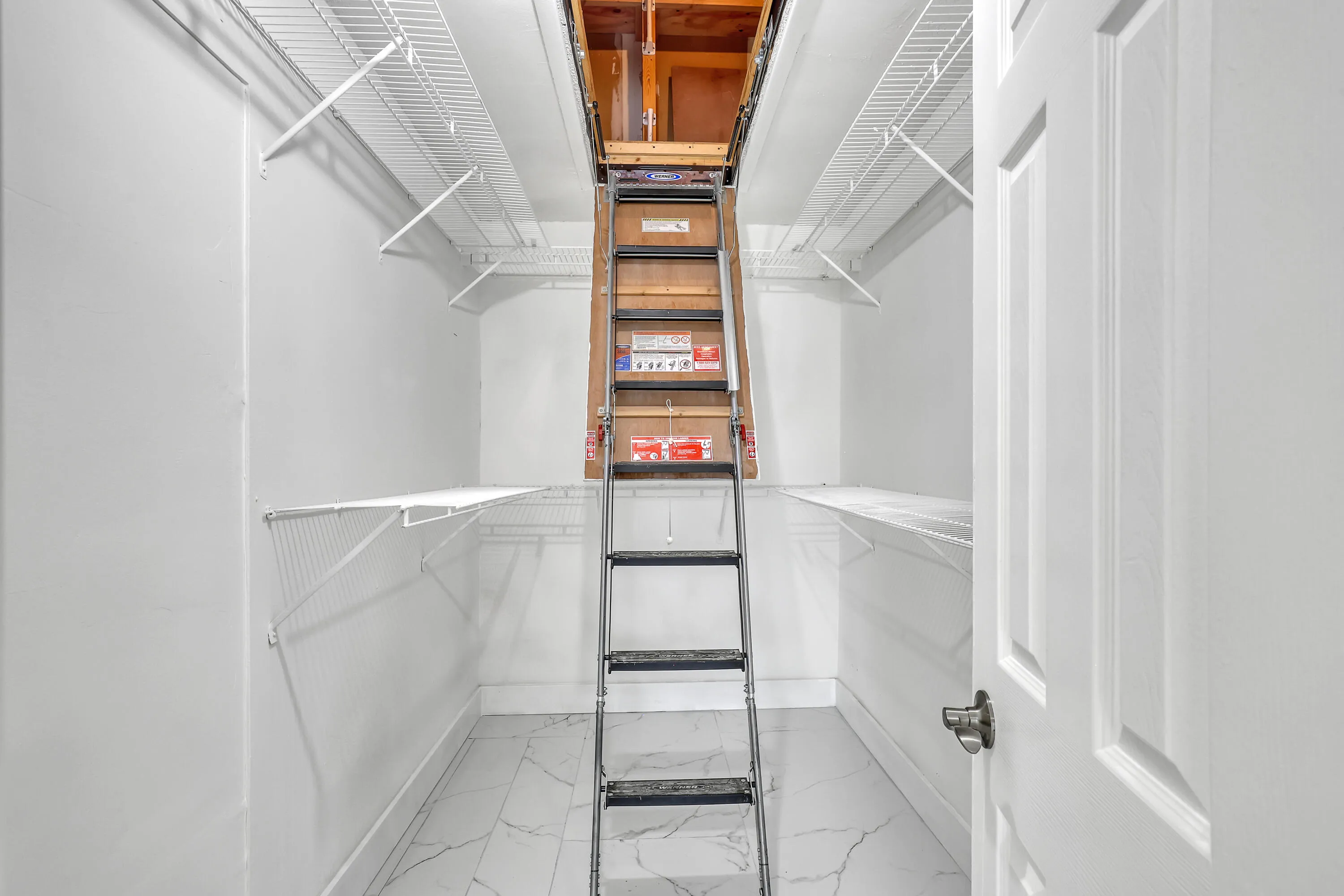 Standing attic with storage, workspace, & fans!