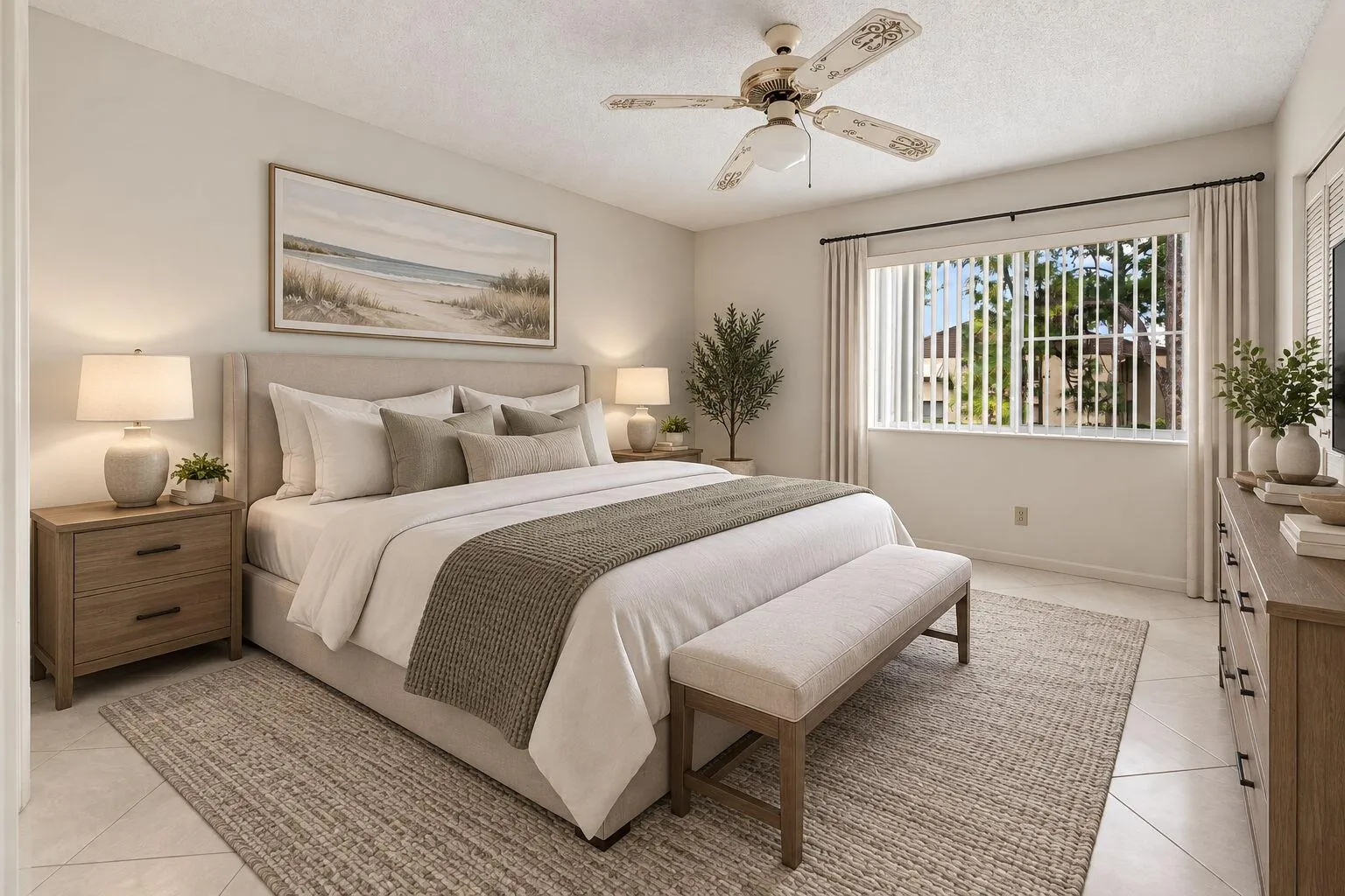Digitally Staged Primary Bedroom