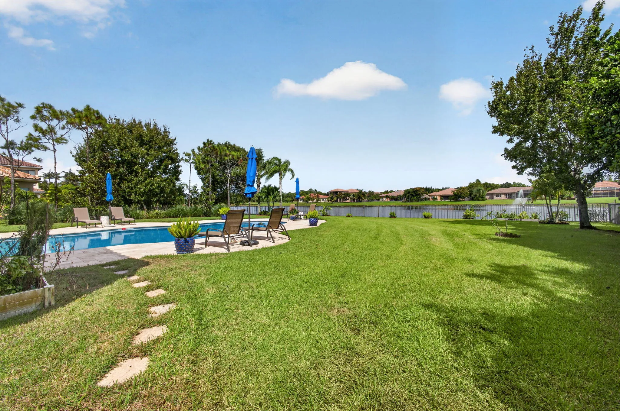 Huge fenced backyard