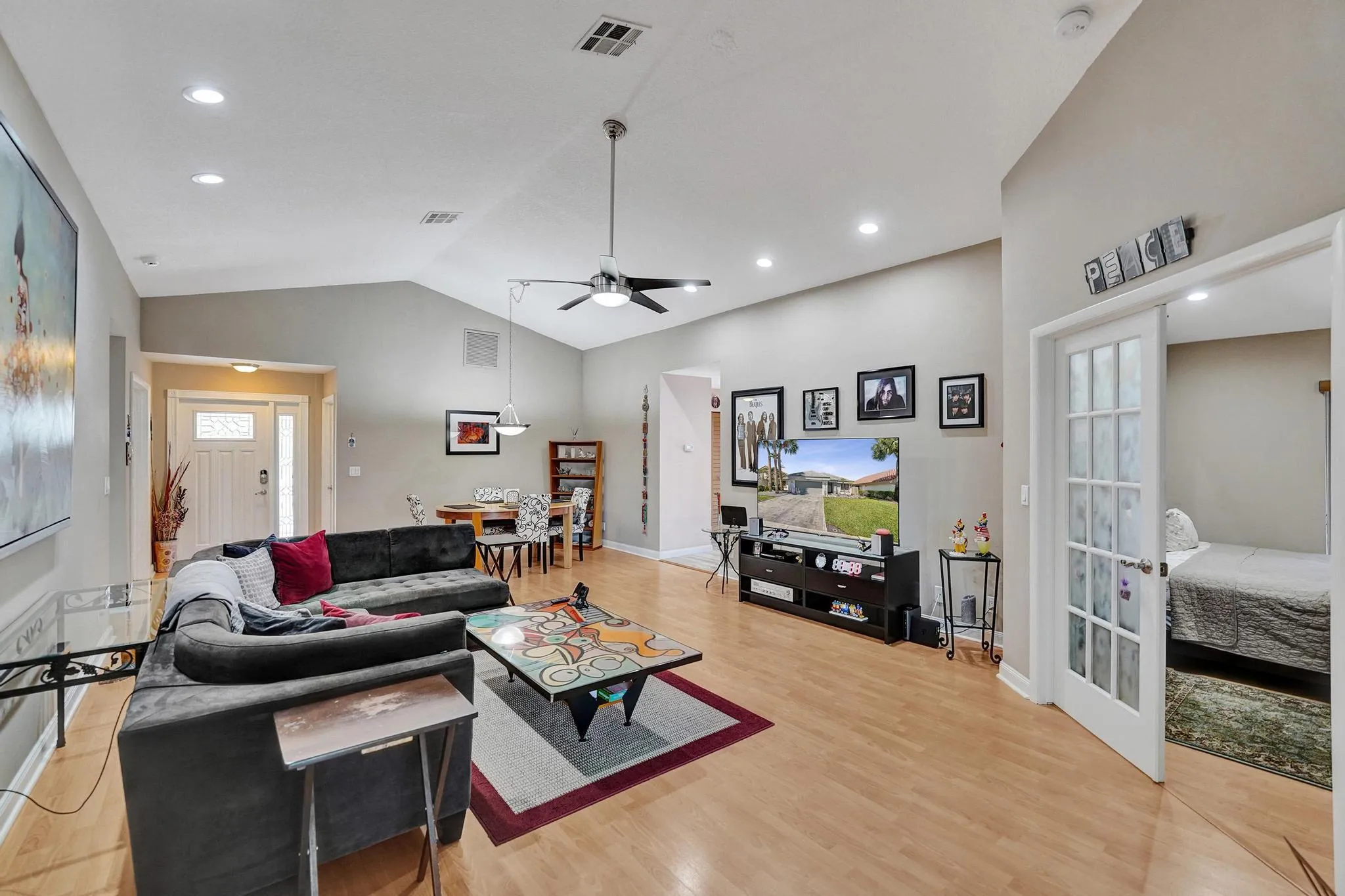 Open concept living and dining