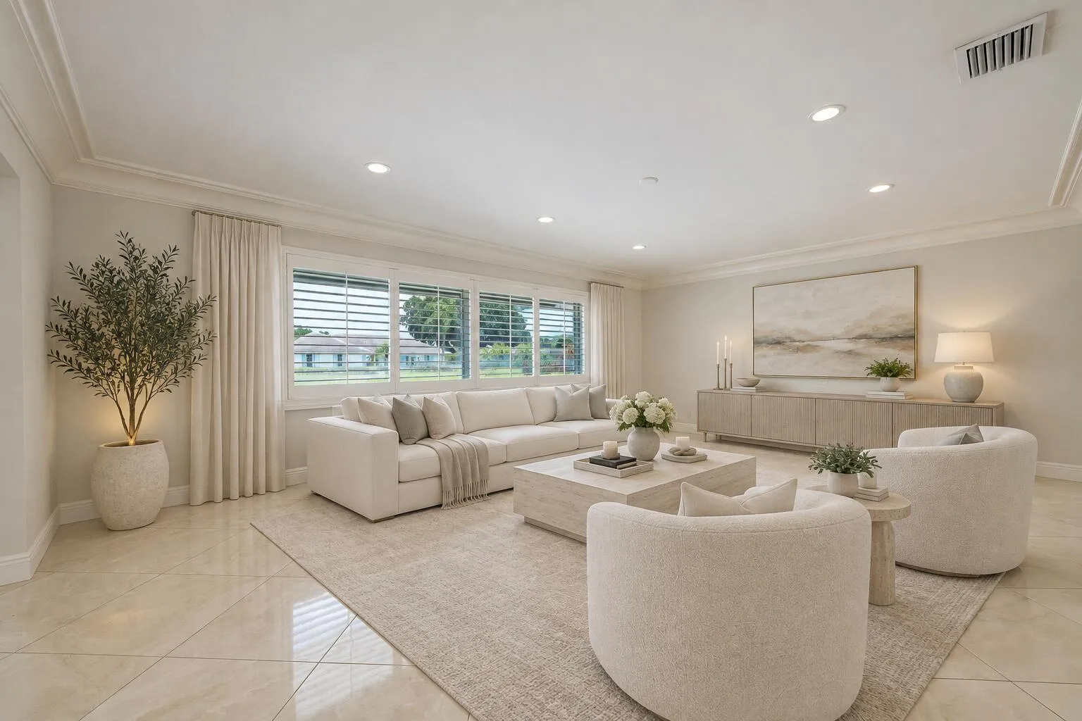 Virtually staged living room