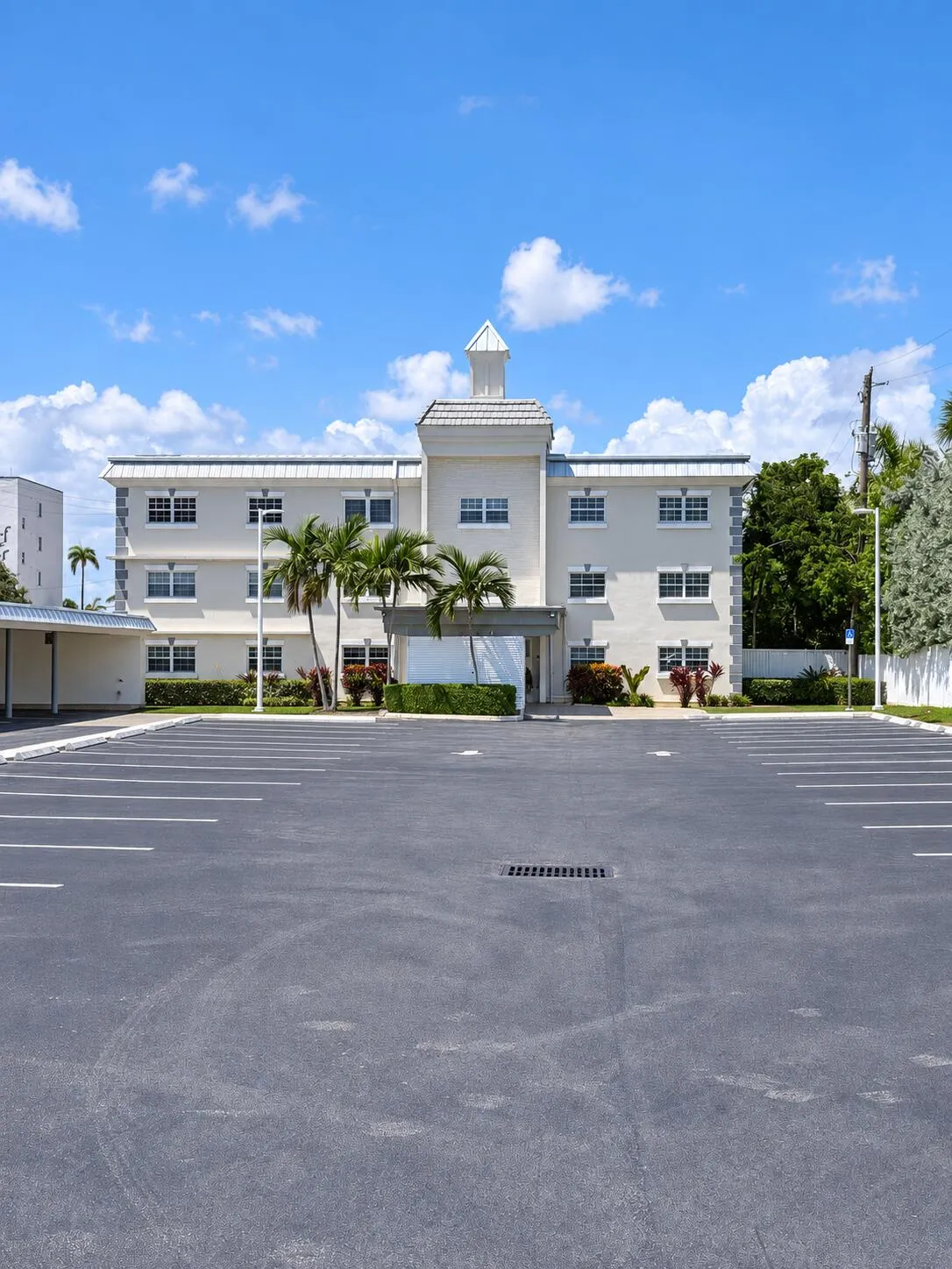 Front of 3 story building