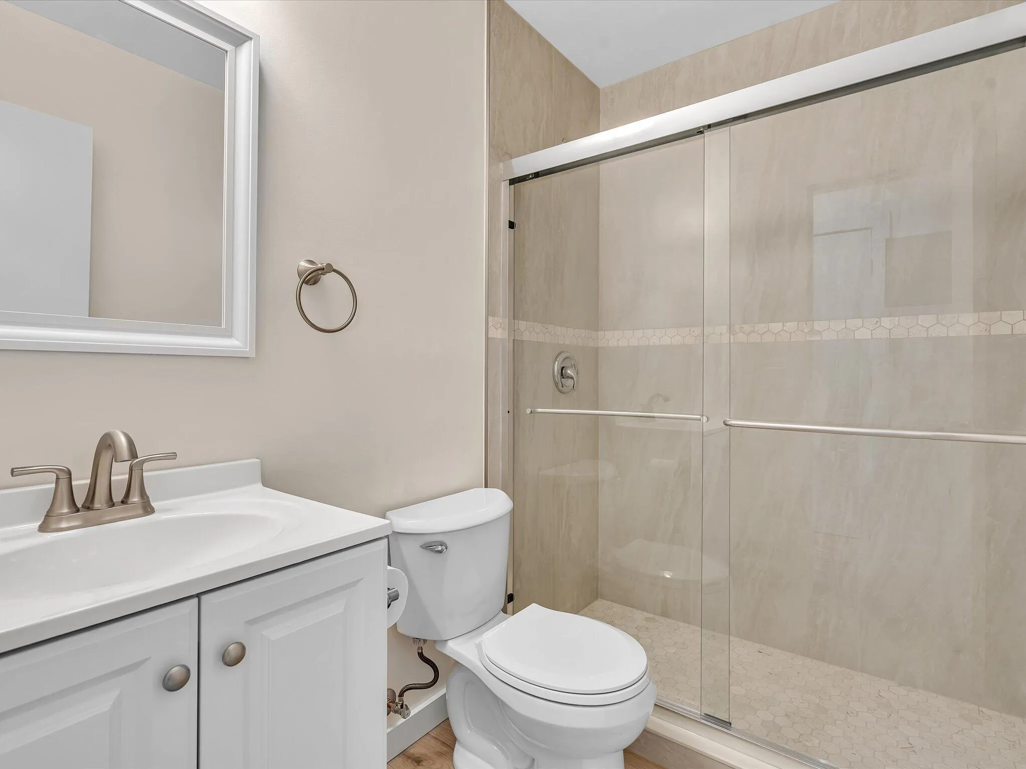 Brand New Updated Bathroom with new Tiled Shower and Glass Doors
