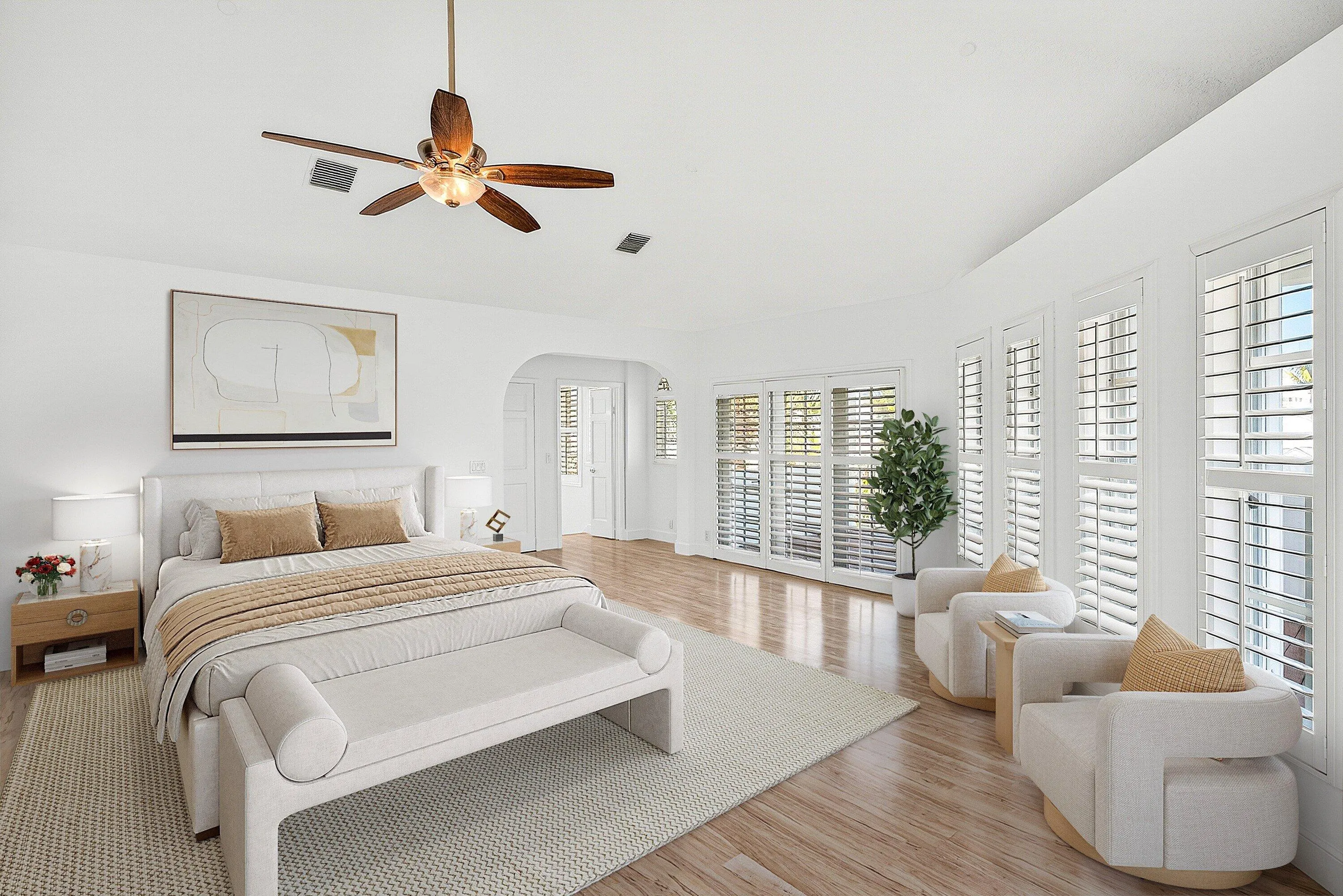 Virtually staged primary suite