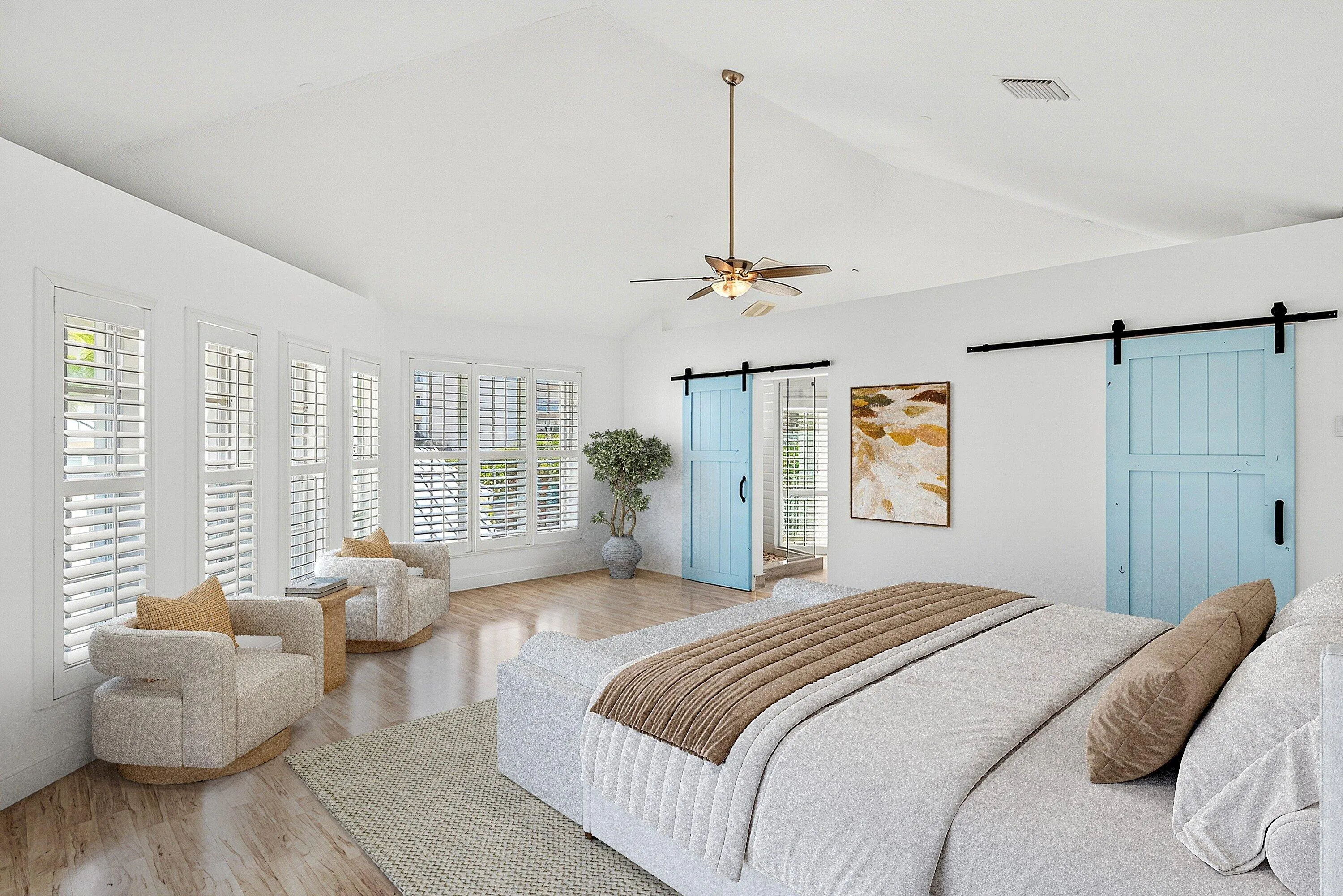 Virtually staged primary suite
