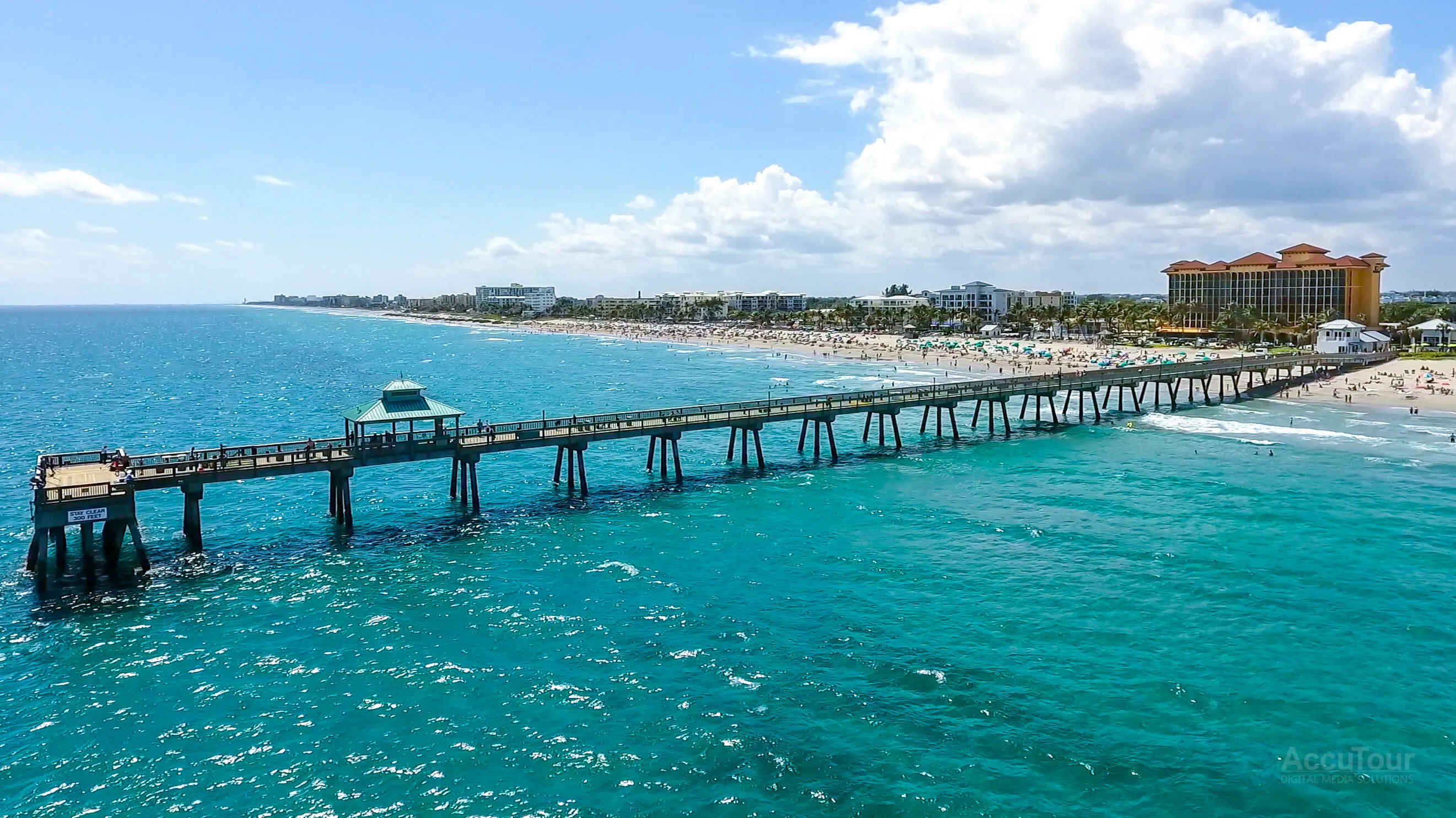 Deerfield Beach Pier with sparkling waters.