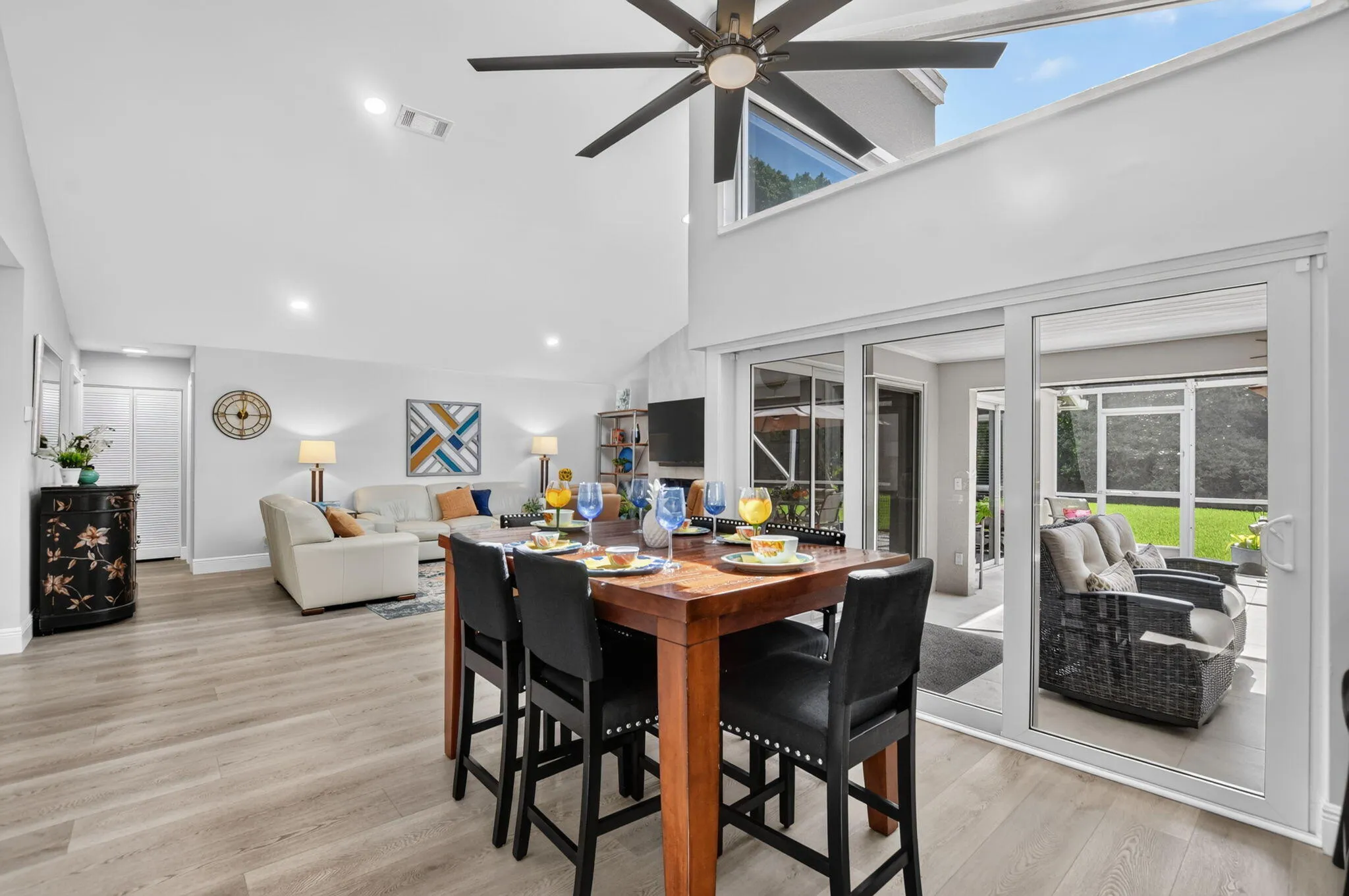 Dining area is ready for family gatherings.