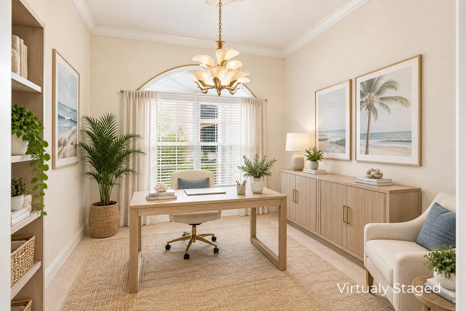 Virtually Staged home office.