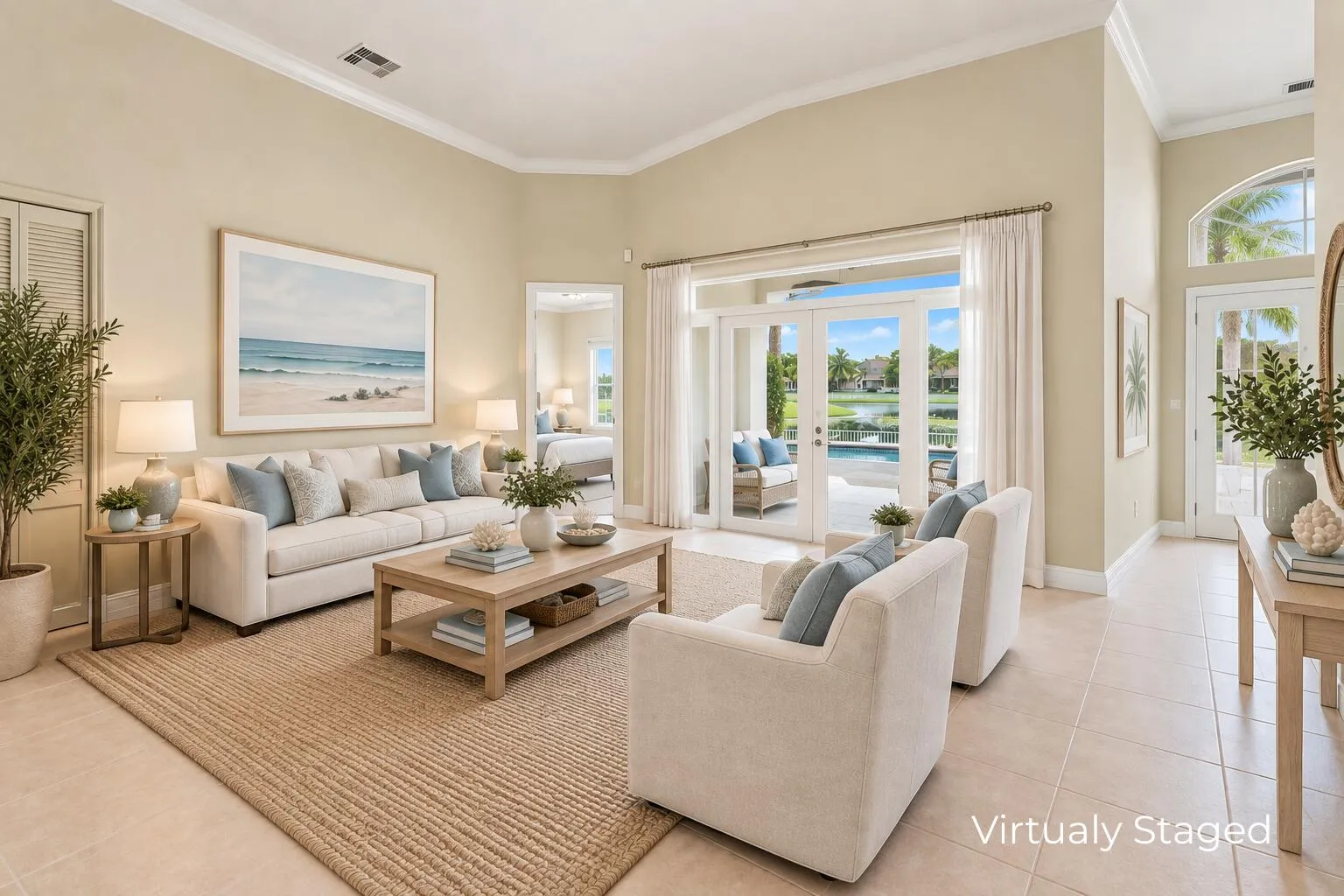 Virtually staged living room