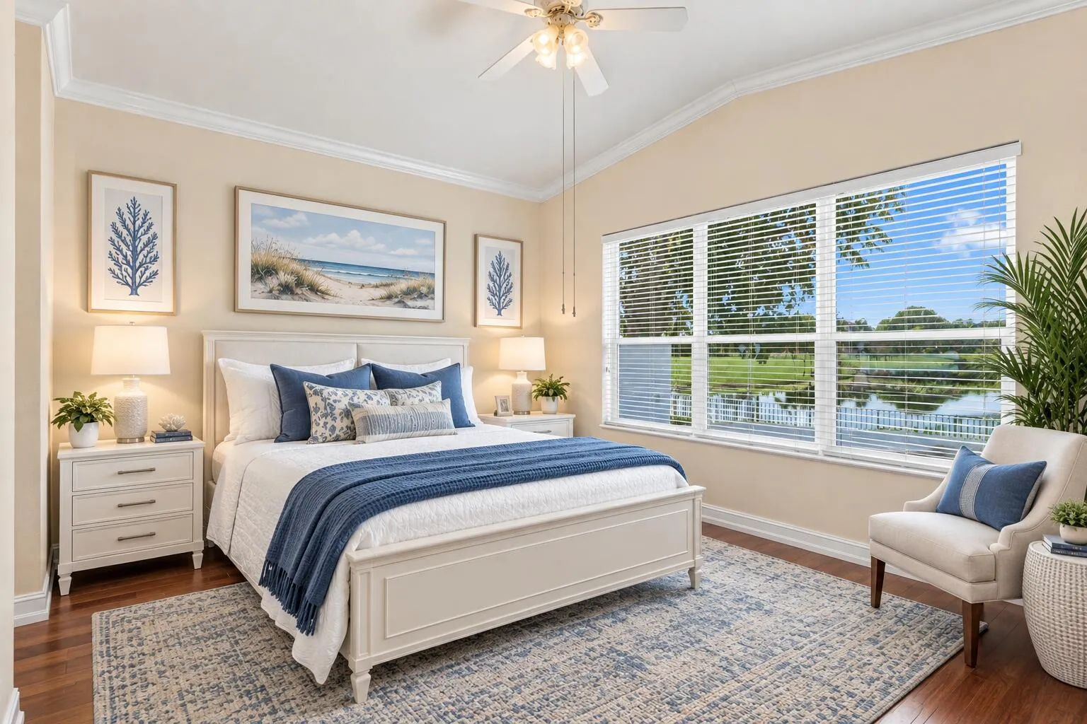 Virtually staged with cozy modern furniture.