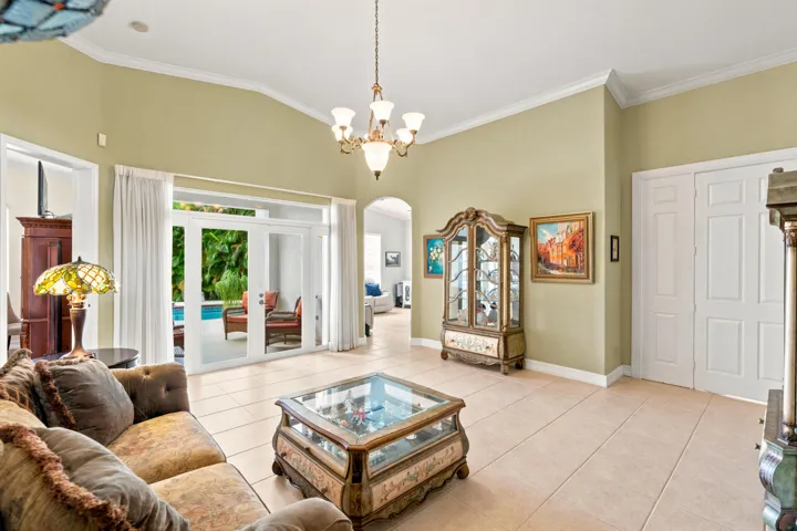 High ceilings and generous proportions give the living area an open, airy feel.