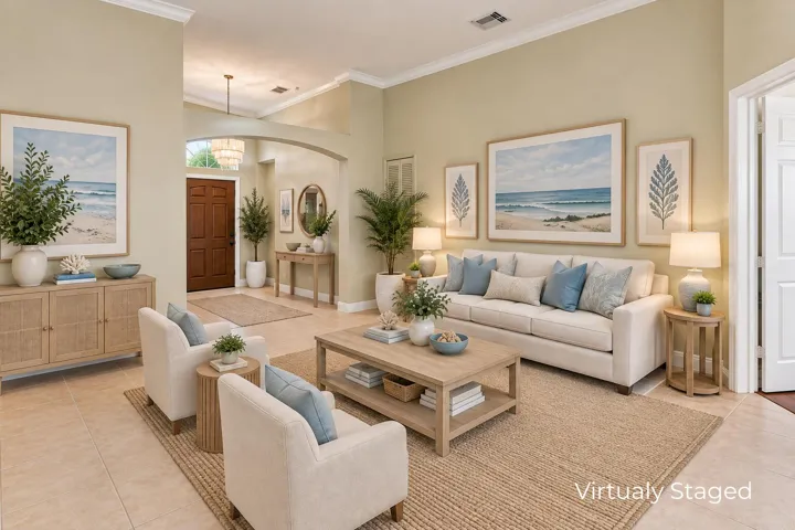 Virtually staged living room.