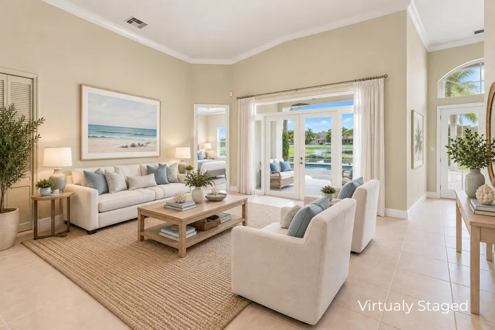 Virtually staged living room