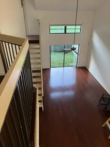 View from loft. Living room / and or living rm / dining rm.